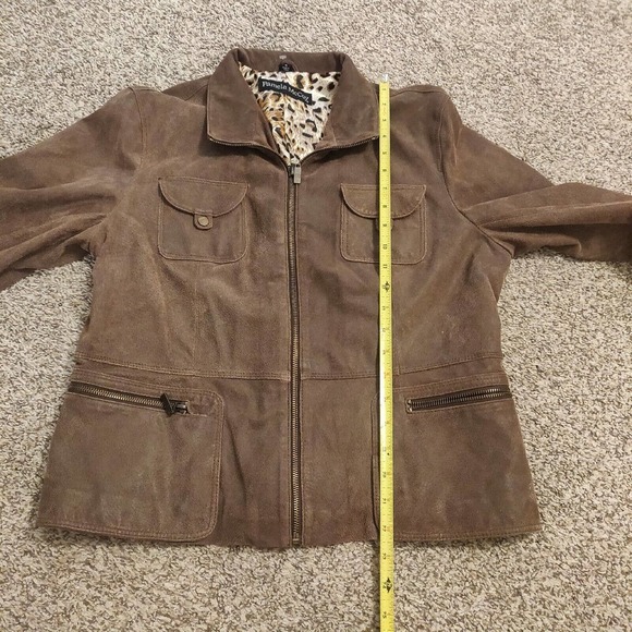 Pamela McCoy Women's Leather Jacket Brown Size M Full Zip Collared. - Picture 6 of 6